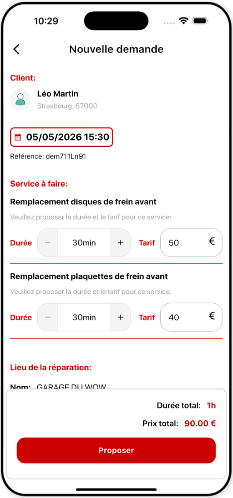 Screenshot: Préparation d'une proposition