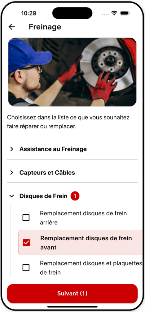 Screenshot: Choix de l’intervention et description du problème